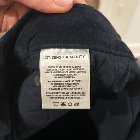 Citizens of Humanity Navy Dark Blue Rocket Crop High Rise Velvet Pants Size 27 - Picture 4 of 5